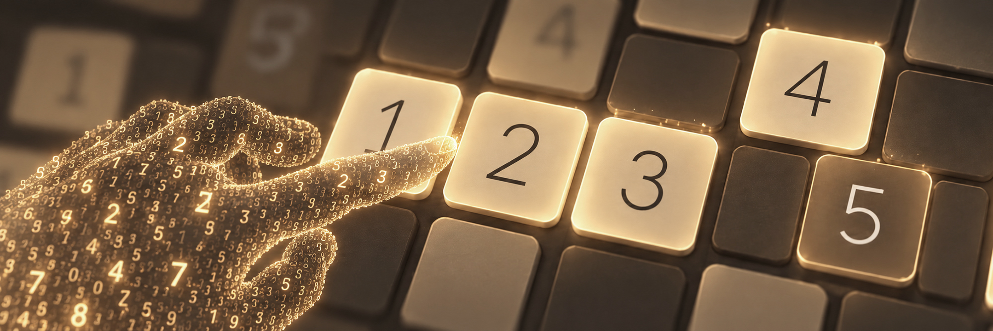 Golden numbered puzzle tiles in warm light